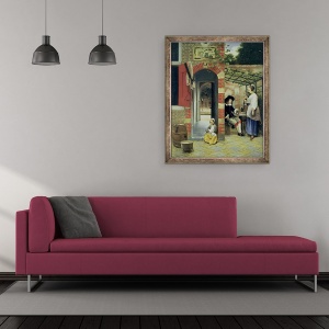 Tablou inramat - Pieter de Hooch - Curtea unei case din Delft, 70 x 85 cm - Img 2