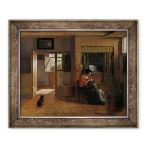 Tablou inramat - Pieter de Hooch - O mama care delousing parul copilului ei, cunoscuta sub numele de O Dutie a Mamei, 50 x 60 cm