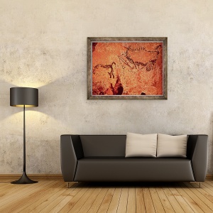Tablou inramat - Prehistoric - Pictura rock a unei scene de vanatoare, 60 x 80 cm - Img 2