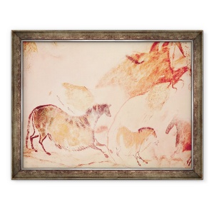 Tablou inramat - Prehistoric - Pictura rock de cai, 70 x 90 cm