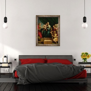 Tablou inramat - Raphael - Madonna de peste Madonna cu Arhanghelul Gabriel si Sfantul Jerome c.1513, 70 x 90 cm - Img 3