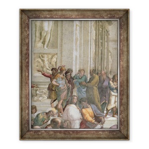 Tablou inramat - Raphael - scoala din Atena, de la Stanza della Segnatura, 50 x 60 cm