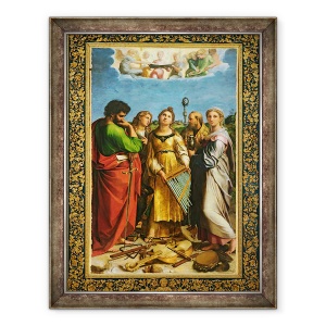 Tablou inramat - Raphael - Sfanta Cecilia inconjurata de Sfantul Pavel, Sfantul Ioan Evanghelistul, Sfantul Augustin si Maria Magdalena, 60 x 80 cm