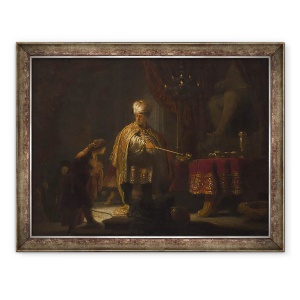 Tablou inramat - Rembrandt Harmensz van Rijn - Daniel si Cirus inaintea Idolului Bel, 60 x 80 cm