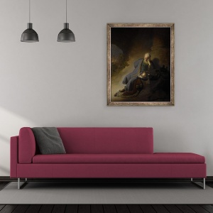 Tablou inramat - Rembrandt Harmensz van Rijn - Ieremia se plange de distrugerea Ierusalimului, 50 x 60 cm - Img 2