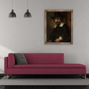 Tablou inramat - Rembrandt Harmensz van Rijn - Portretul unui barbat, considerat a fi Dr. Ephraïm Bueno, 50 x 60 cm - Img 2
