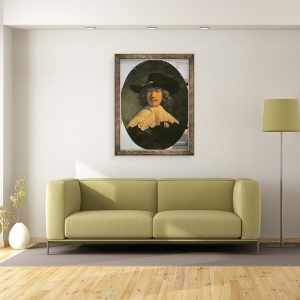 Tablou inramat - Rembrandt Harmensz van Rijn - Portretul unui Tanar Cu Un Guler Dantela, 60 x 80 cm - Img 2