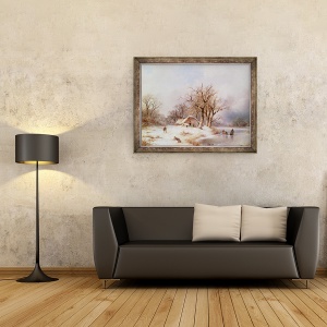 Tablou inramat - Remigius van Haanen - Peisaj iarna, 60 x 80 cm - Img 2