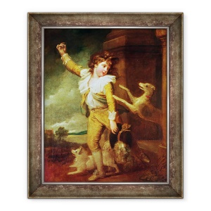 Tablou inramat - Richard Cosway - Baiat cu Caini, 70 x 85 cm