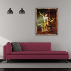 Tablou inramat - Richard Cosway - Baiat cu Caini, 70 x 85 cm - Img 2