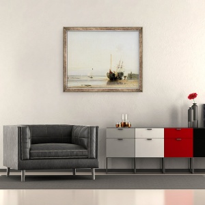 Tablou inramat - Richard Parkes Bonington - Pier Calais, 50 x 60 cm - Img 2