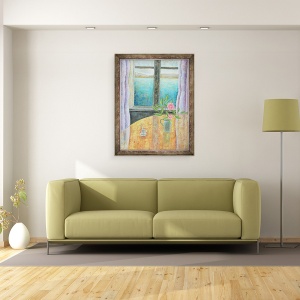 Tablou inramat - Ruth Addinall - Natura moarta in fereastra cu Camellia, 60 x 80 cm - Img 2