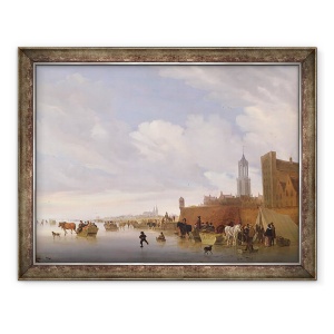 Tablou inramat - Salomon van Ruisdael - Scena de iarna langa Utrecht, 60 x 80 cm