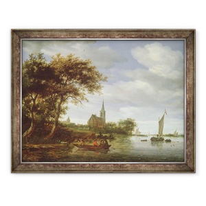 Tablou inramat - Salomon van Ruisdael - Scena raului, 60 x 80 cm