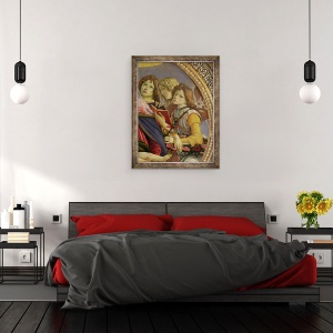 Tablou inramat - Sandro Botticelli - Fecioara si Copil cu sase ingeri, 70 x 90 cm - Img 3