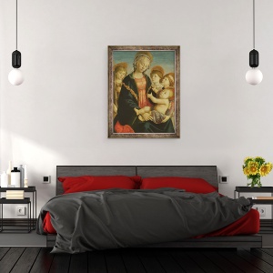 Tablou inramat - Sandro Botticelli - Fecioara si Pruncul cu doi ingeri si Sfantul Ioan Botezatorul, 70 x 90 cm - Img 3