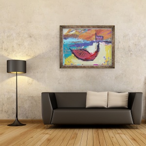Tablou inramat - Sara Hayward - Barca rosie Iona, 60 x 80 cm - Img 2