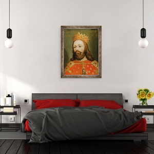 Tablou inramat - Scoala austriaca - Rudolf I 1218-91 necrowned imparat Roman, 70 x 90 cm - Img 3