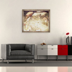 Tablou inramat - Scoala Boema - Luna decembrie, detalii despre oameni taierea copacilor, 50 x 60 cm - Img 2