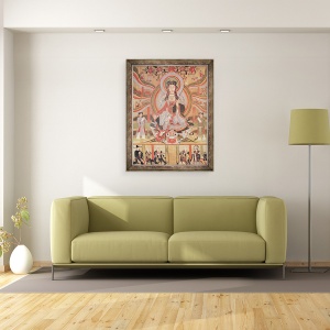 Tablou inramat - Scoala chineza - Banner budist ilustrand Dizang si cele sase drumuri spre renastere, 60 x 80 cm - Img 2