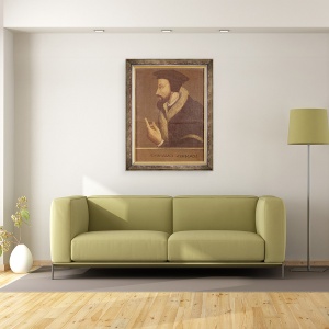 Tablou inramat - Scoala elvetiana - Portretul lui John Calvin 1509-64 teolog francez si reformator, 60 x 80 cm - Img 2