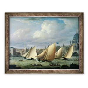 Tablou inramat - scoala engleza - Iahturi din Flota Cumberland incepand de la Blackfriars, 70 x 90 cm