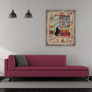 Tablou inramat - Scoala Engleza - Mary Tudor atinge un baiat scrofulos, 50 x 60 cm - Img 2