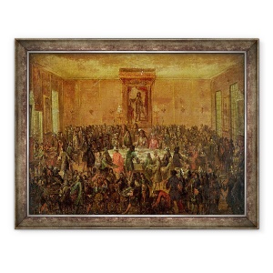 Tablou inramat - Scoala franceza - Banchet dat in onoarea lui Ludovic al XIV-lea 1638-1715 de catre Corpul Municipal la Hotel-de-Ville, 60 x 80 cm