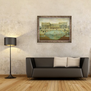 Tablou inramat - Scoala franceza - Chateau de Versailles din partea gradinii, 60 x 80 cm - Img 2