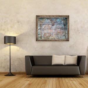 Tablou inramat - Scoala franceza - Custile si detaliile arhitecturale din dormitorul papei, 60 x 80 cm - Img 2