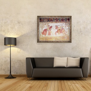 Tablou inramat - Scoala franceza - Lupta dintre un rege angevin si Manfred, 60 x 80 cm - Img 2