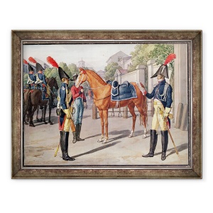 Tablou inramat - Scoala franceza - Ofiter si garda a Garzii Regale in 1826, 60 x 80 cm