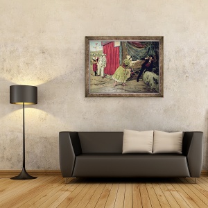 Tablou inramat - Scoala franceza - Scena din opera Pagliacci de Ruggiero Leoncavallo 1857-1919, 60 x 80 cm - Img 2