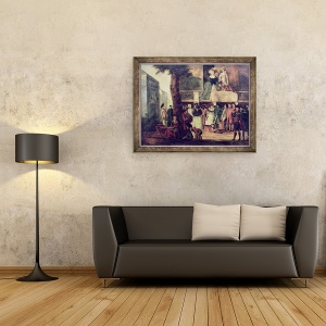 Tablou inramat - Scoala franceza - Targ de strada, 60 x 80 cm - Img 2