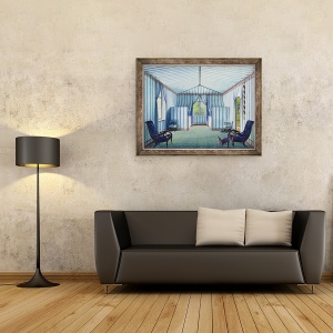 Tablou inramat - Scoala germana - Camera cort, 60 x 80 cm - Img 2