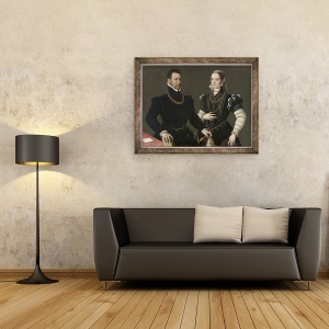 Tablou inramat - Scoala Italiana - Portretul unui cuplu, 60 x 80 cm - Img 2
