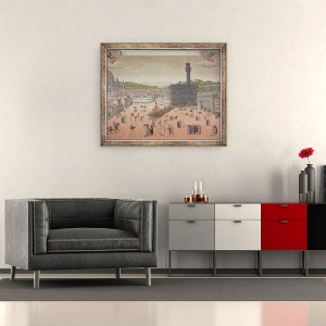 Tablou inramat - Scoala Italiana - Savonarola fiind arsa pe rug, Piazza della Signoria, 50 x 60 cm - Img 2