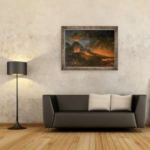 Tablou inramat - Scoala Italiana - Vezuviu erupe, 60 x 80 cm - Img 2