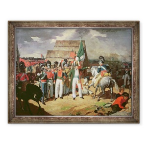 Tablou înrămat Şcoala Mexicană cu Santa Anna provocând trupele spaniole