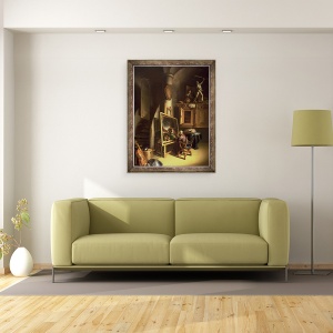 Tablou inramat - Scoala olandeza - Un artist in studioul sau, 60 x 80 cm - Img 2