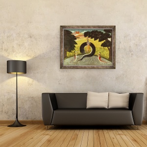 Tablou inramat - Scoala Pahari - Prezentarea scolii Kaliya, Basohli, Pahari, 60 x 80 cm - Img 2
