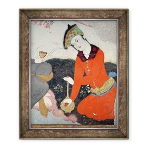 Tablou inramat - Scoala Persana - Curtean la Curtea de Shah Abbas I fresca, 50 x 60 cm