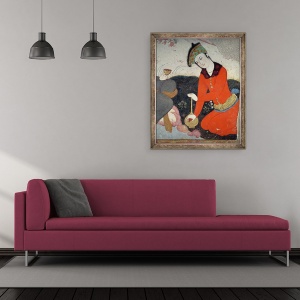 Tablou inramat - Scoala Persana - Curtean la Curtea de Shah Abbas I fresca, 50 x 60 cm - Img 2