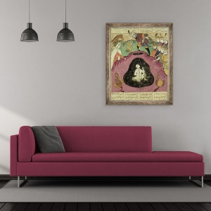 Tablou inramat - Scoala Persana - Rostam tragand Bijan din pestera, 50 x 60 cm - Img 2
