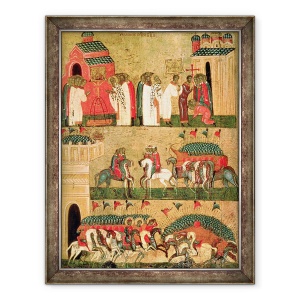 Tablou inramat - Scoala Rusa - Batalia Novgorodienilor cu Suzdalii, scoala Novgorod, 60 x 80 cm