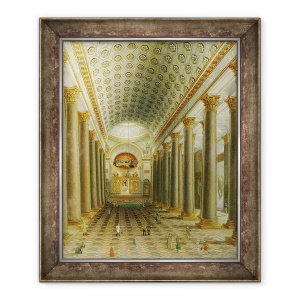 Tablou inramat - Scoala Rusa - Vedere interioara a Catedralei Kazan din Sankt Petersburg, 70 x 85 cm