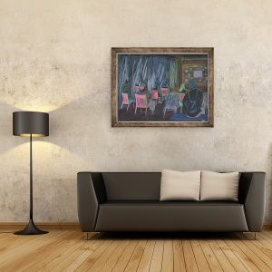Tablou inramat - Sol Jeong - Scaune roz in Cinema, 60 x 80 cm - Img 2