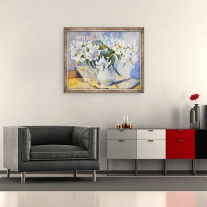 Tablou inramat - Sue Wales - Crini in ulcior alb, 2000, 50 x 60 cm - Img 2