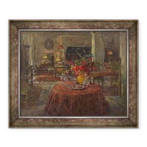 Tablou inramat - Susan Ryder - Salon Grand cu trandafiri rosii, 50 x 60 cm