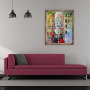Tablou inramat - Sylvia Paul - O plimbare de seara spre Sacre Coeur, 50 x 60 cm - Img 2